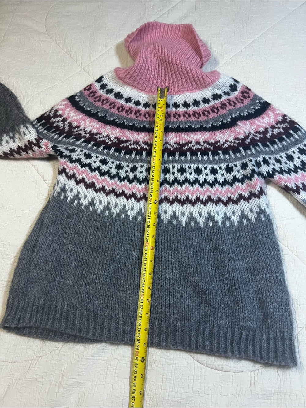Simons Acrylic Mohair Blend Fair Isle Turtleneck Cottagecore Sweater-M - Picture 14 of 14